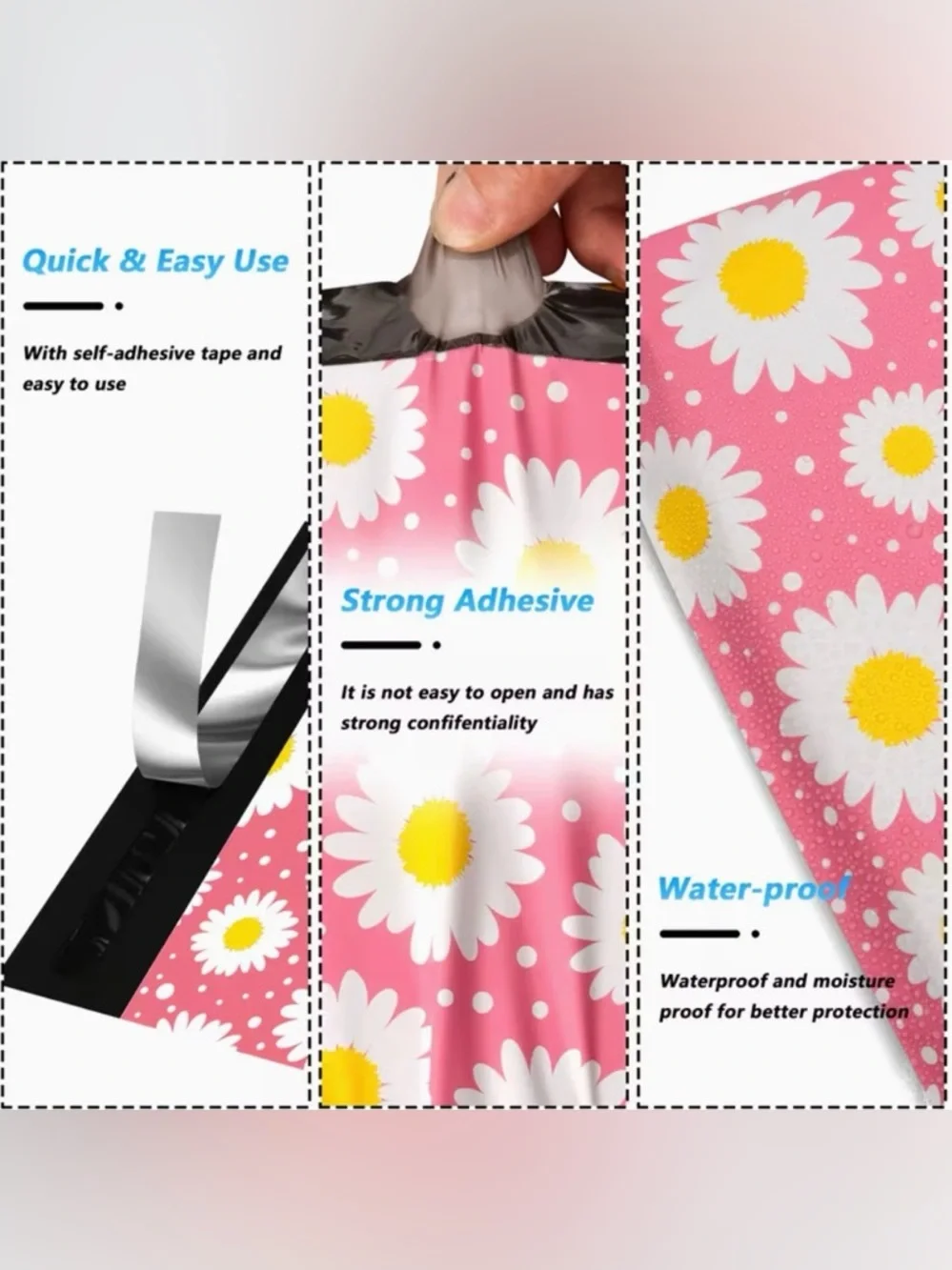 30 10” x 13” Pink Floral Poly Mailers
